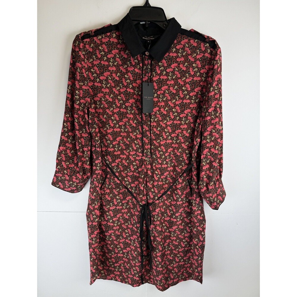 Ted Baker Ditsy Dancers Silk Shirt Dress Size: 4 NWT